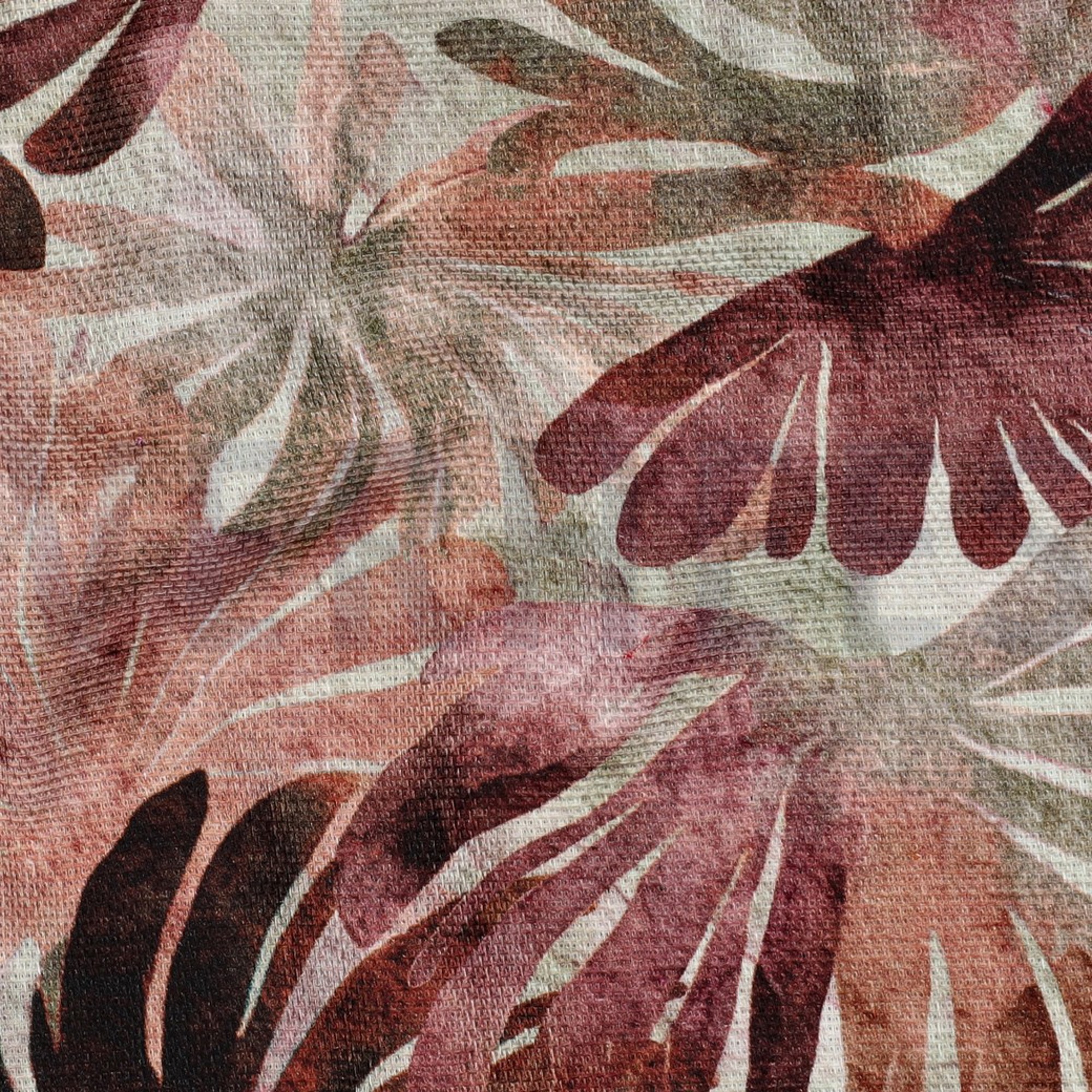 TOILE DÉCORATION SLUB DIGITAL FEUILLES BORDEAUX (high resolution) #2