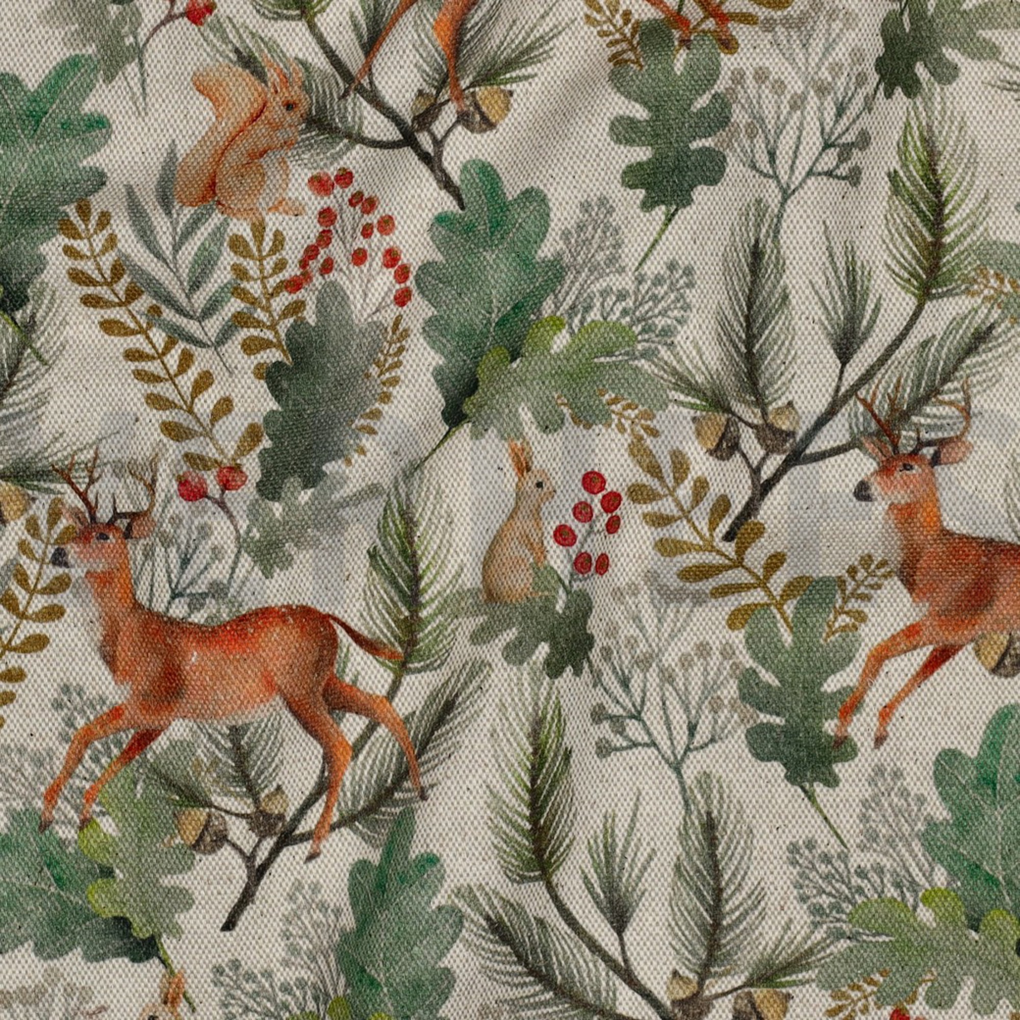 TOILE DÉCORATION LIN LOOK DIGITAAL ANIMAUX DE LA FORÊT LIN (high resolution) #2