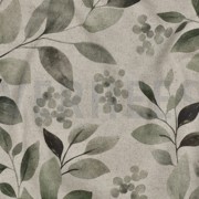 TOILE DÉCORATION LIN LOOK DIGITAL FEUILLES NATUREL (thumbnail) #2