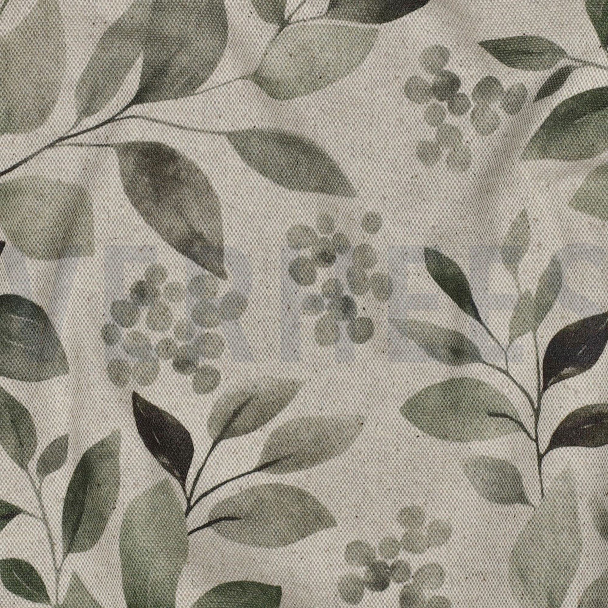 TOILE DÉCORATION LIN LOOK DIGITAL FEUILLES NATUREL (high resolution) #2