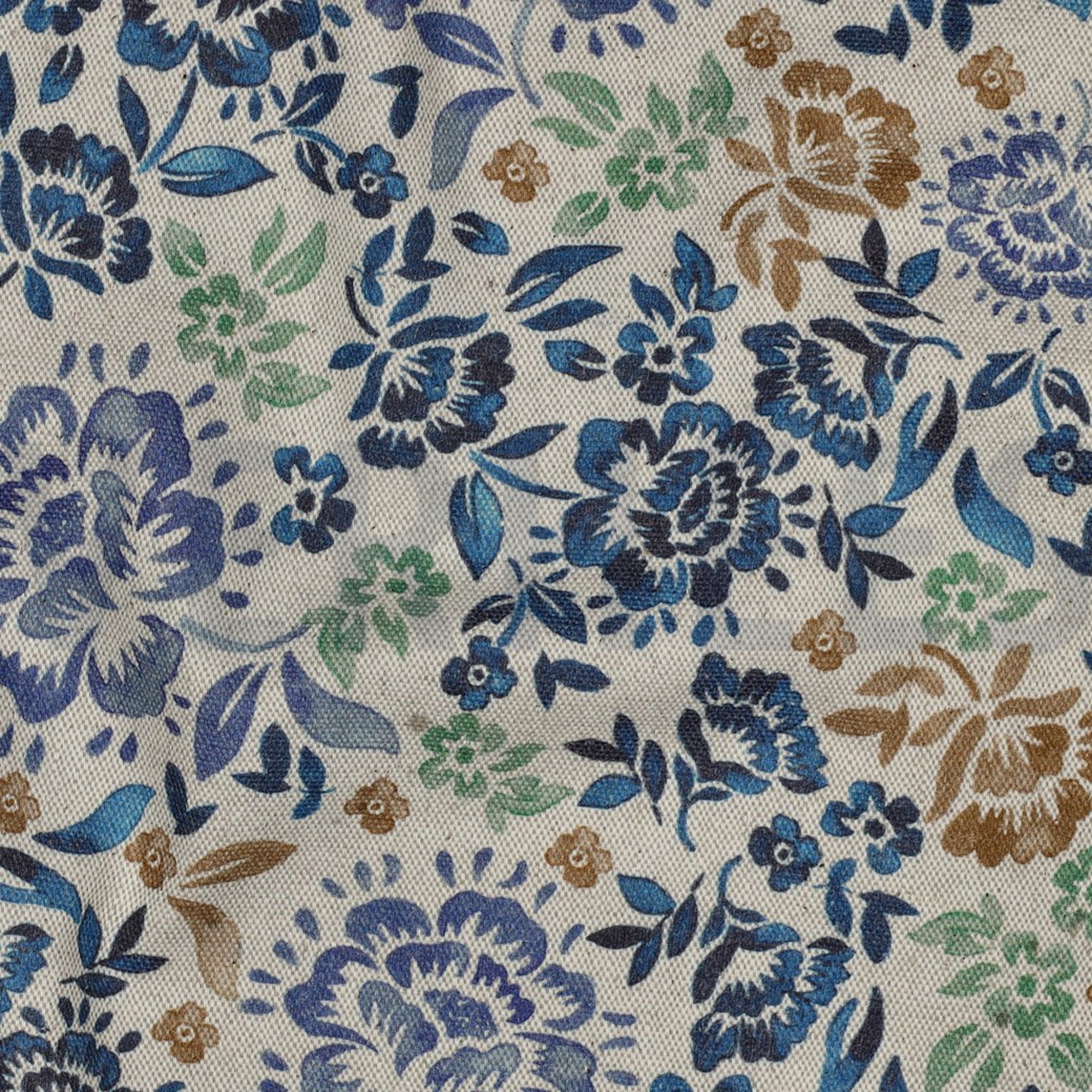 CANVAS LINEN LOOK DIGITAL FLOWERS BLUE (high resolution) #2
