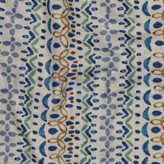 CANVAS LINEN LOOK DIGITAL FLOWERS BLUE #7