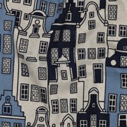 TOILE DÉCORATION LIN LOOK MAISONS BLUE (thumbnail) #2