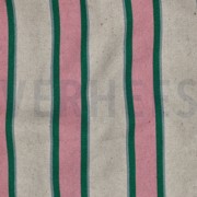 TOILE DÉCORATION LIN LOOK RAYURES ROSE (thumbnail) #2