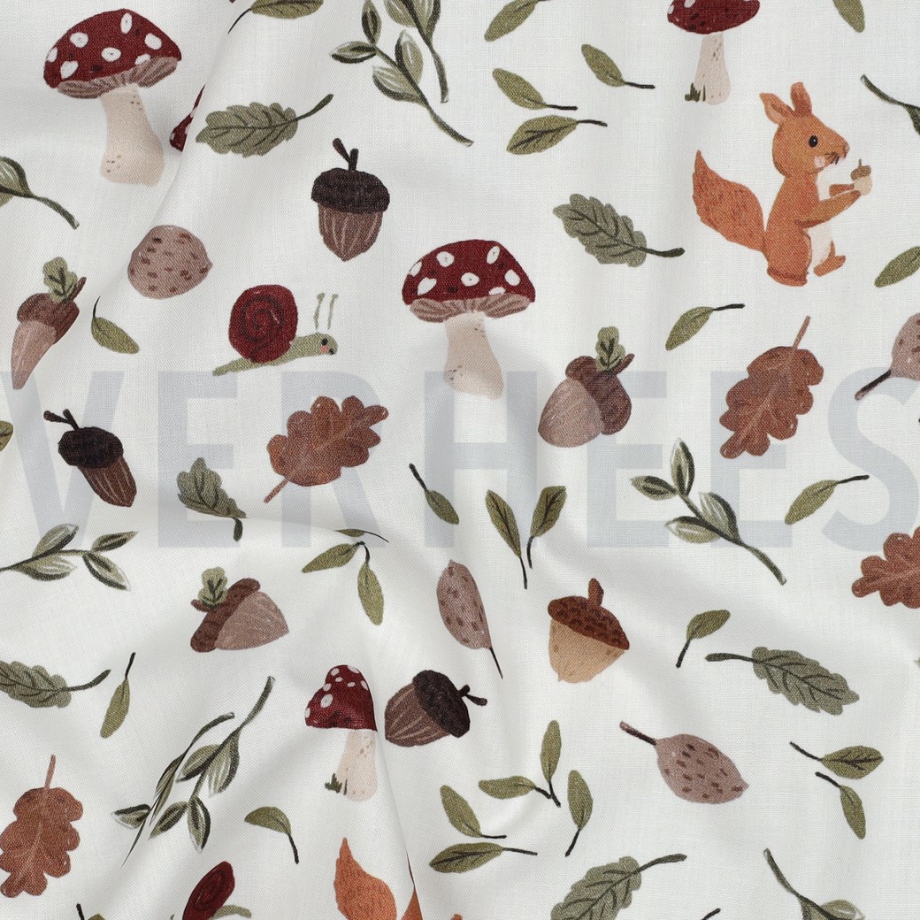 FEIN GEWEBTE BAUMWOLLPOPELINE DIGITAL HERBST WEISS #7