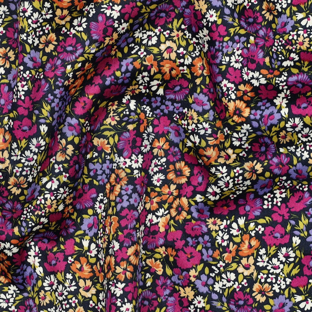 BAUMWOLLE SATIN KLEINE BLUMEN LILA/VIOLETT #7
