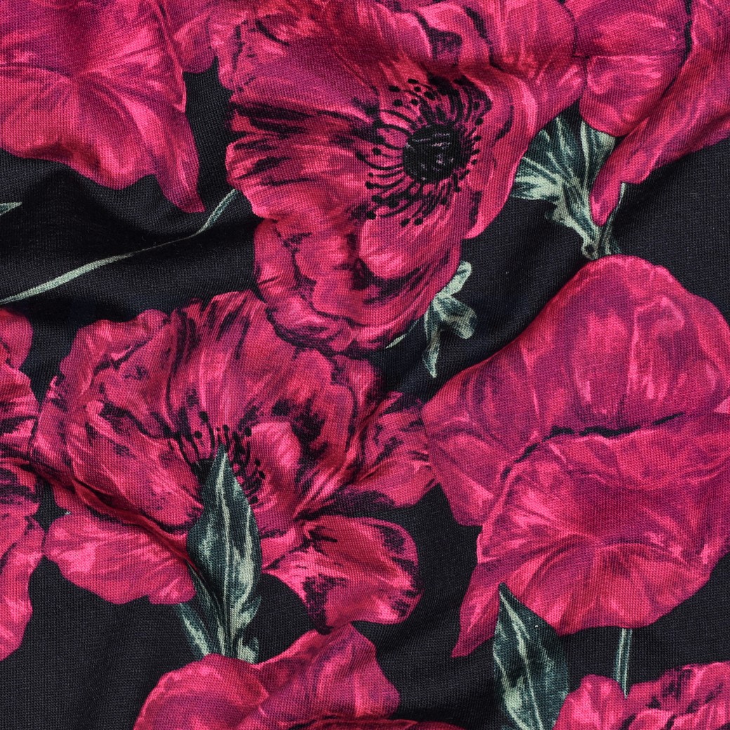 FRENCH TERRY DIGITAL BLUMEN MARINEBLAU #7