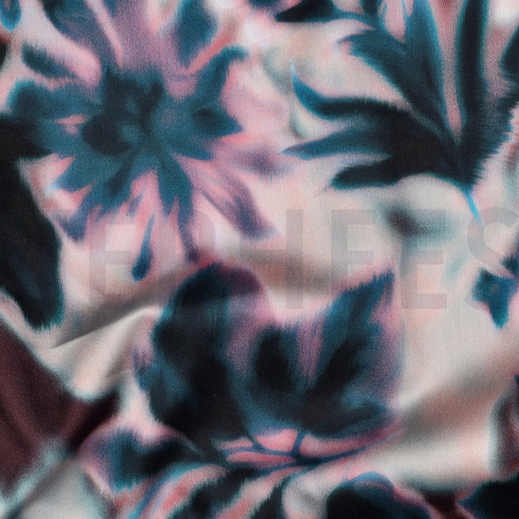 BAUMWOLLE SATIN DIGITAL BLUMEN BORDEAUXROT #7