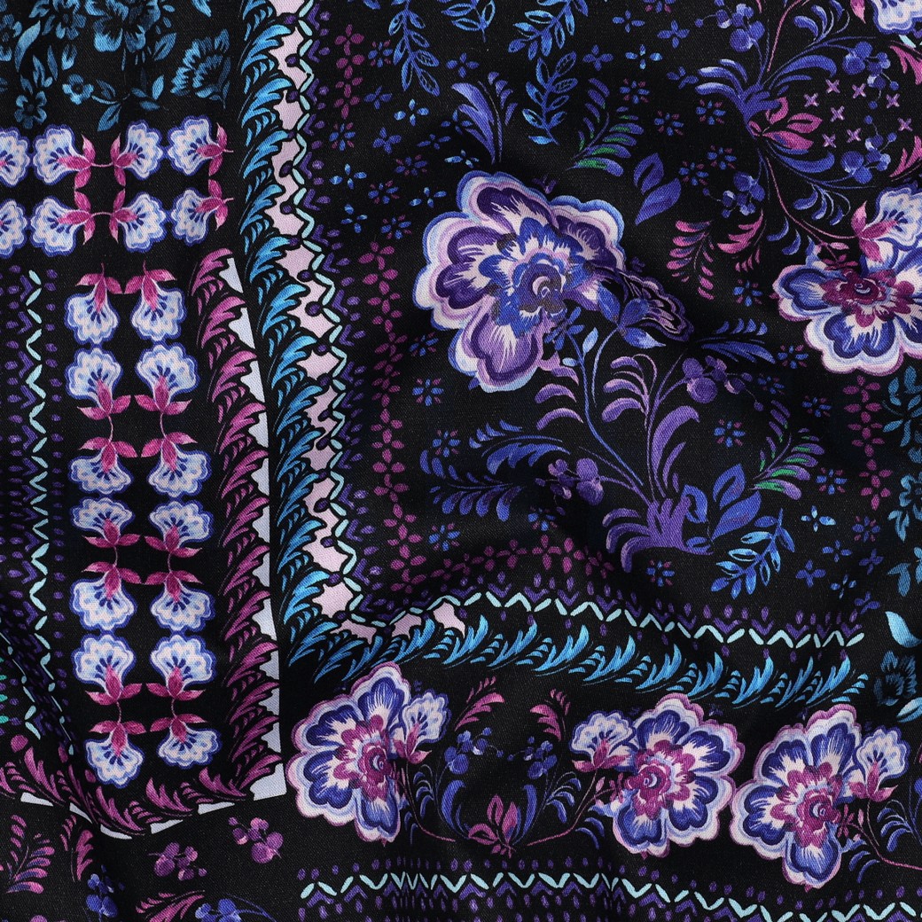 COTTON VISCOSE DIGITAL PATCHWORK BLACK #7