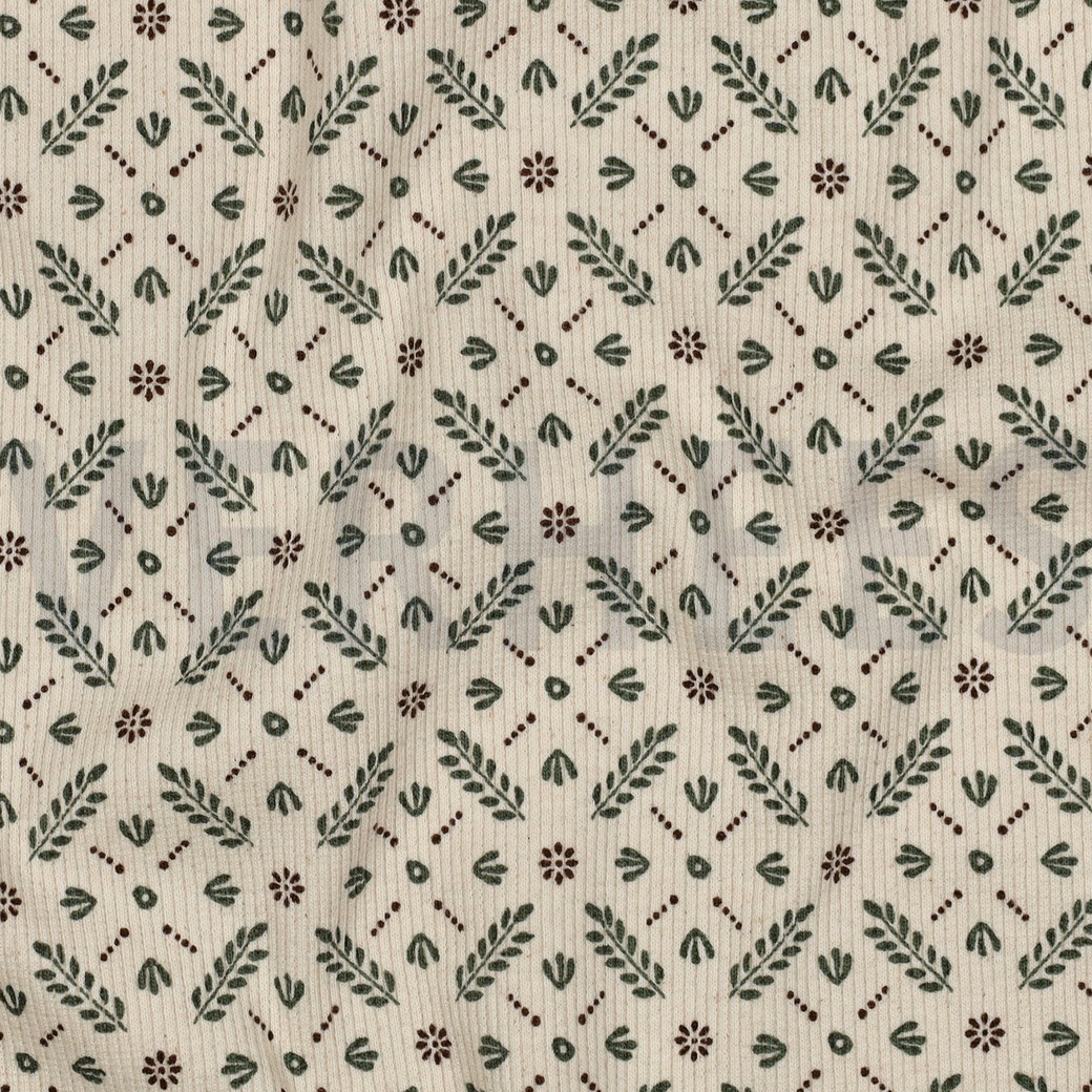 RIB JERSEY GOTS NATUREL BLOEMEN NATUREL #7