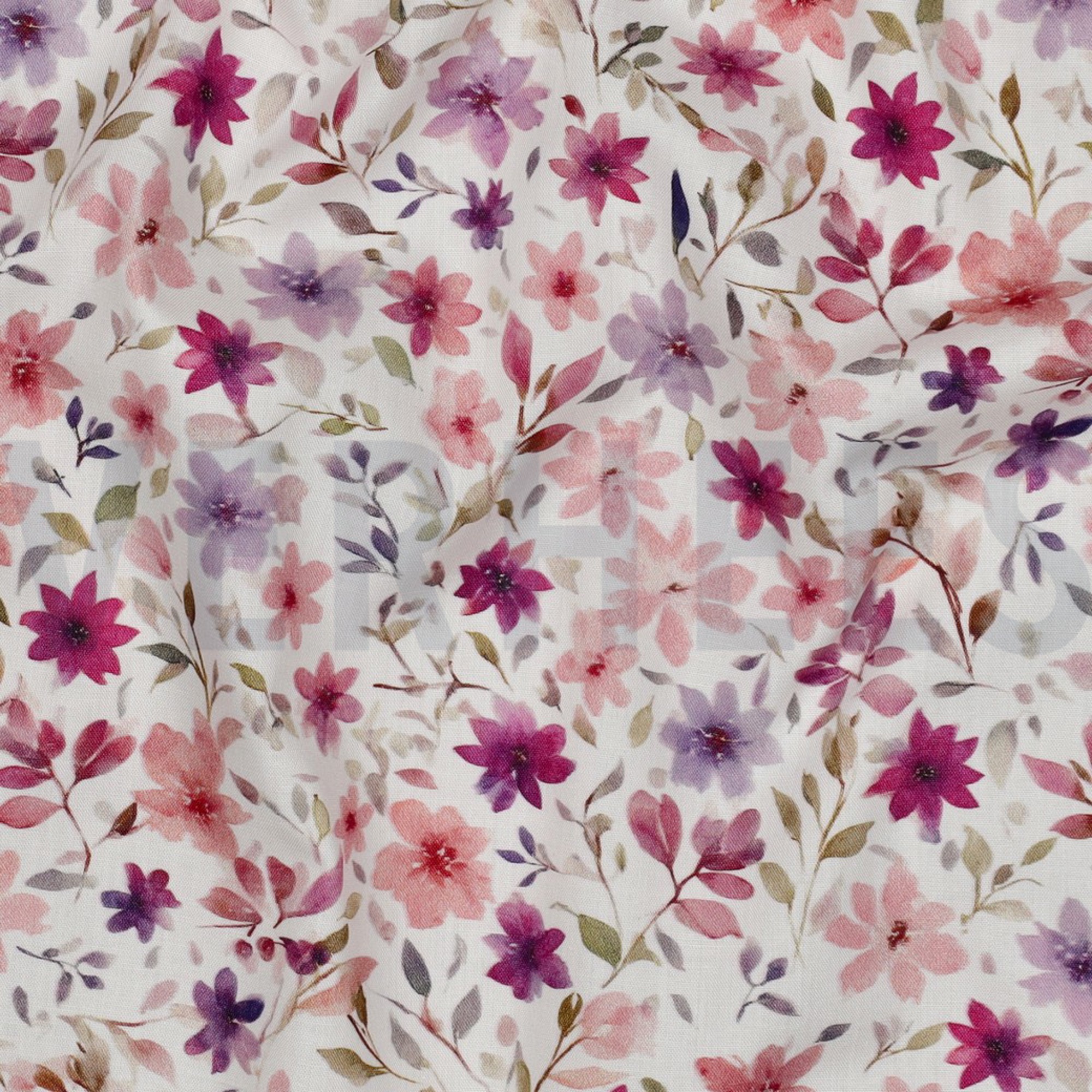 FIJNGEWEVEN KATOENEN POPLIN DIGITAAL BLOEMEN WIT (high resolution) #2