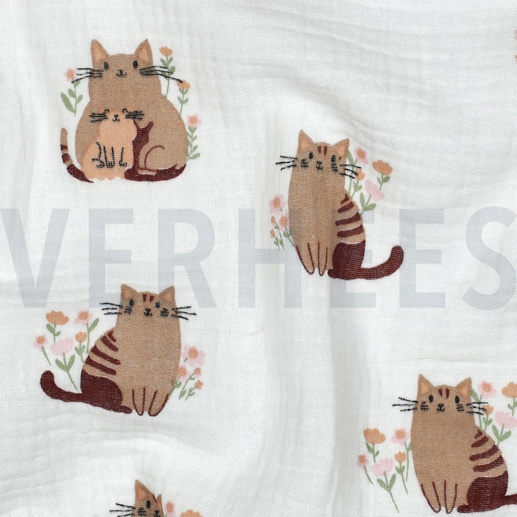 DOUBLE GAUZE CATS WHITE #7