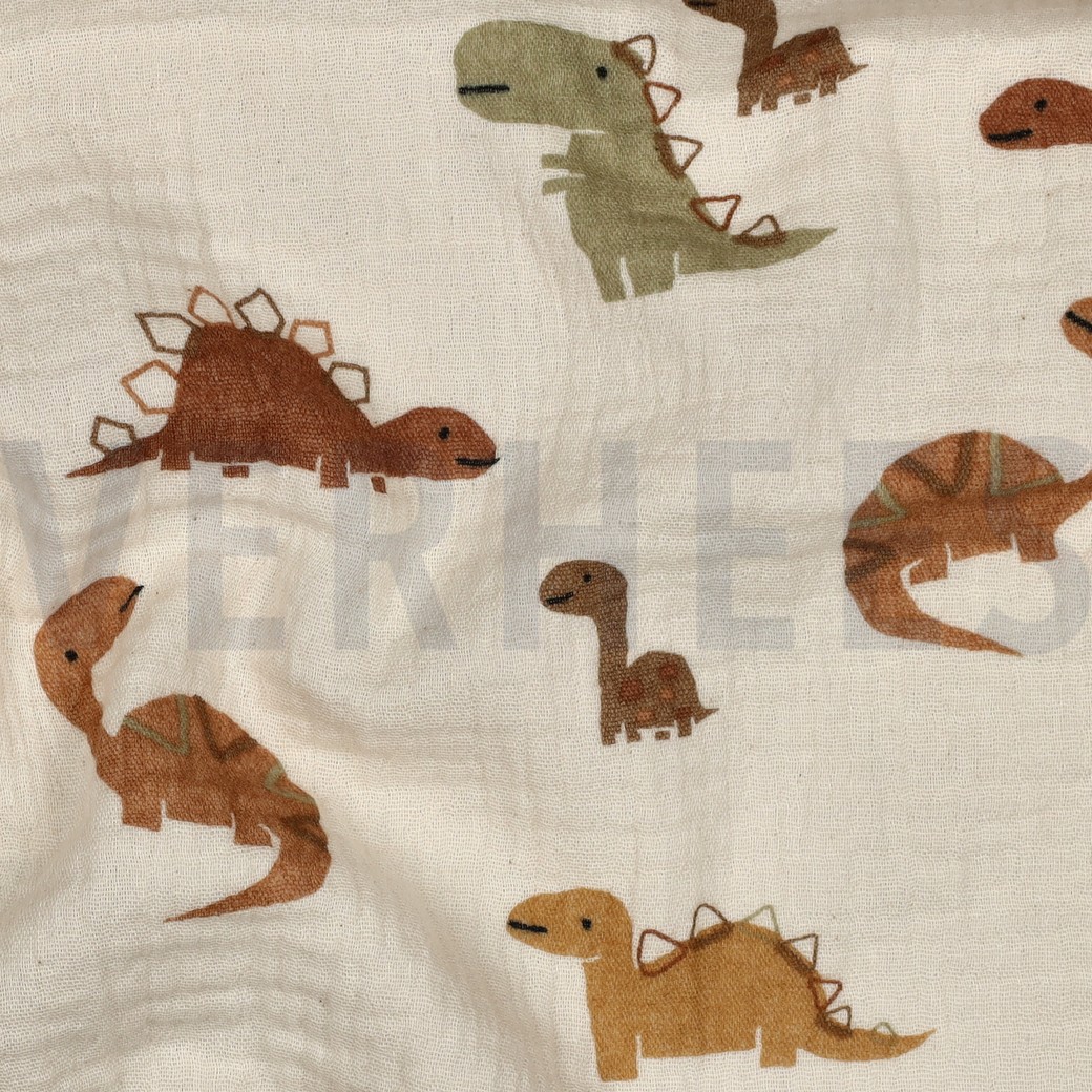 DOUBLE GAUZE DINOSAURUSSEN NATURAL #7