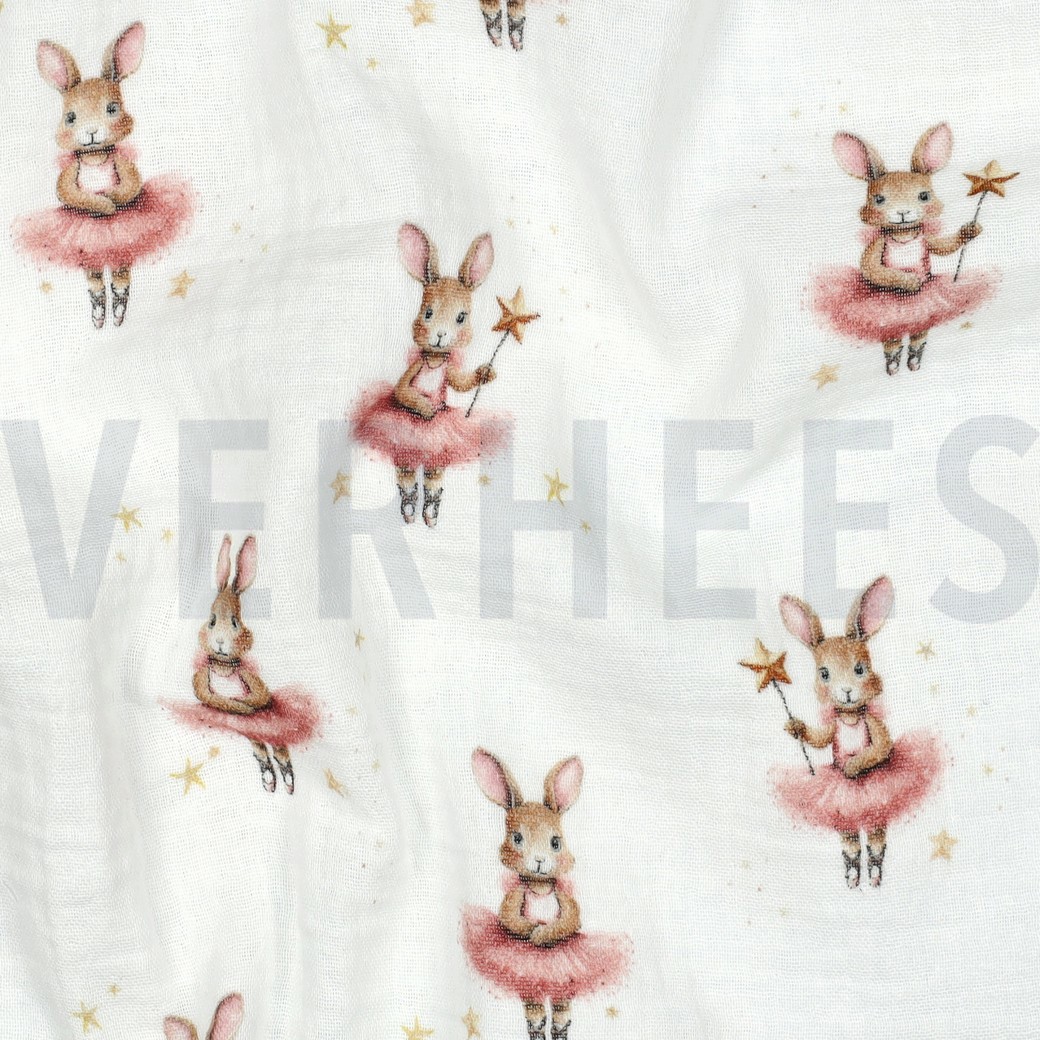 DOUBLE GAZE DE COTON LAPINS BLANC #7