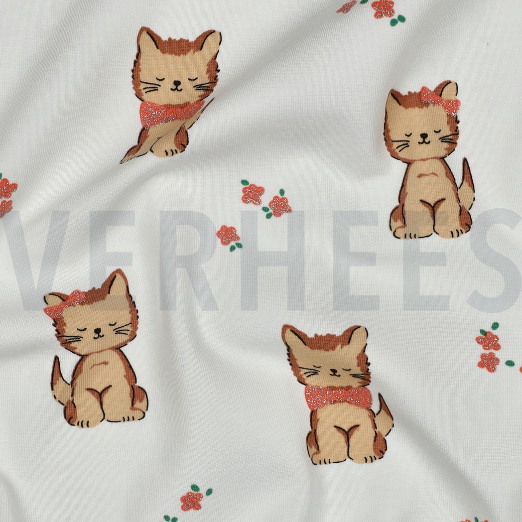JERSEY GLITTER CATS ECRU #7