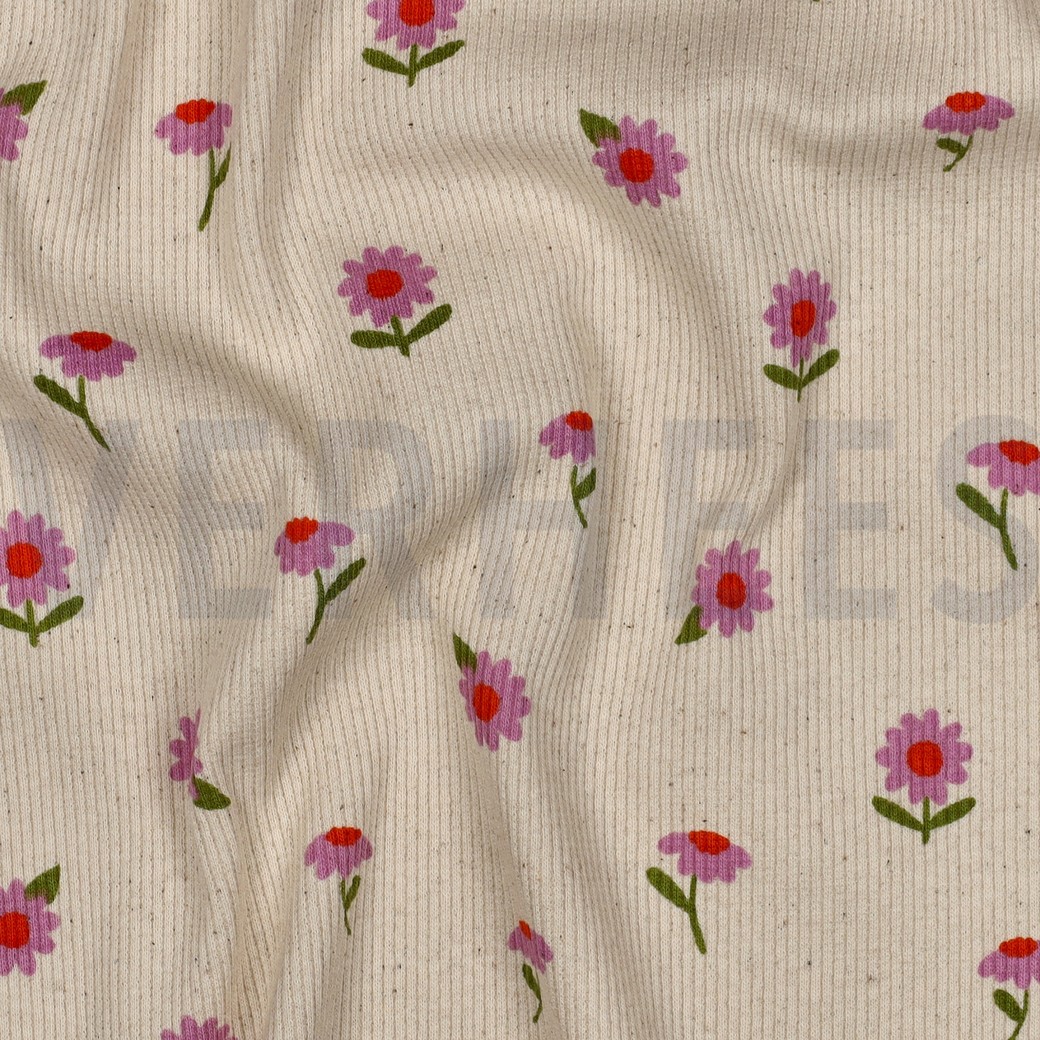 RIB JERSEY BLOEMEN NATUREL #7