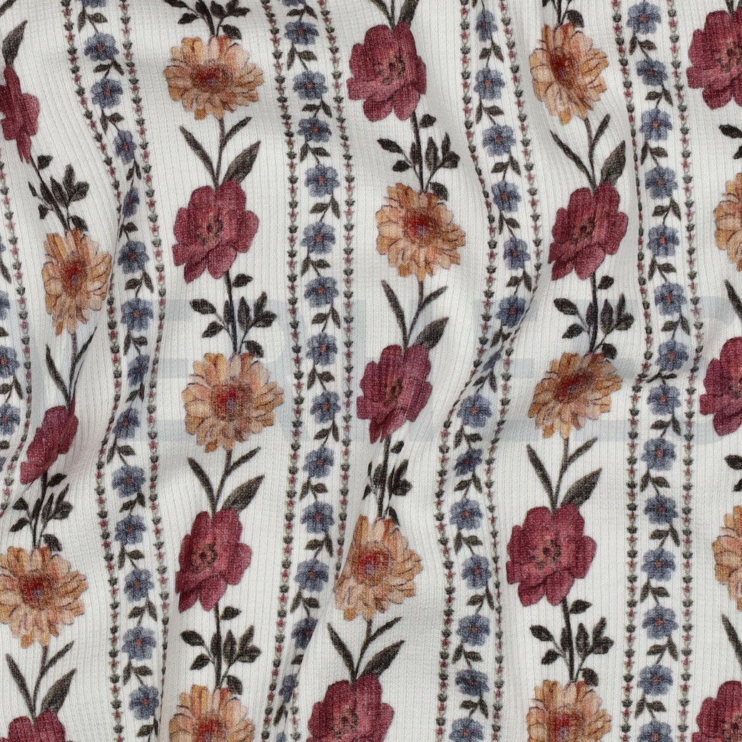 RIB JERSEY DIGITAAL BLOEMEN GEBROKEN WIT #7