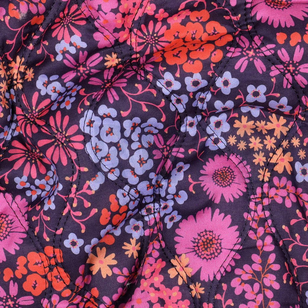 KATOENEN VOILE GEWATTEERD DIGITAAL BLOEMEN PAARS #7