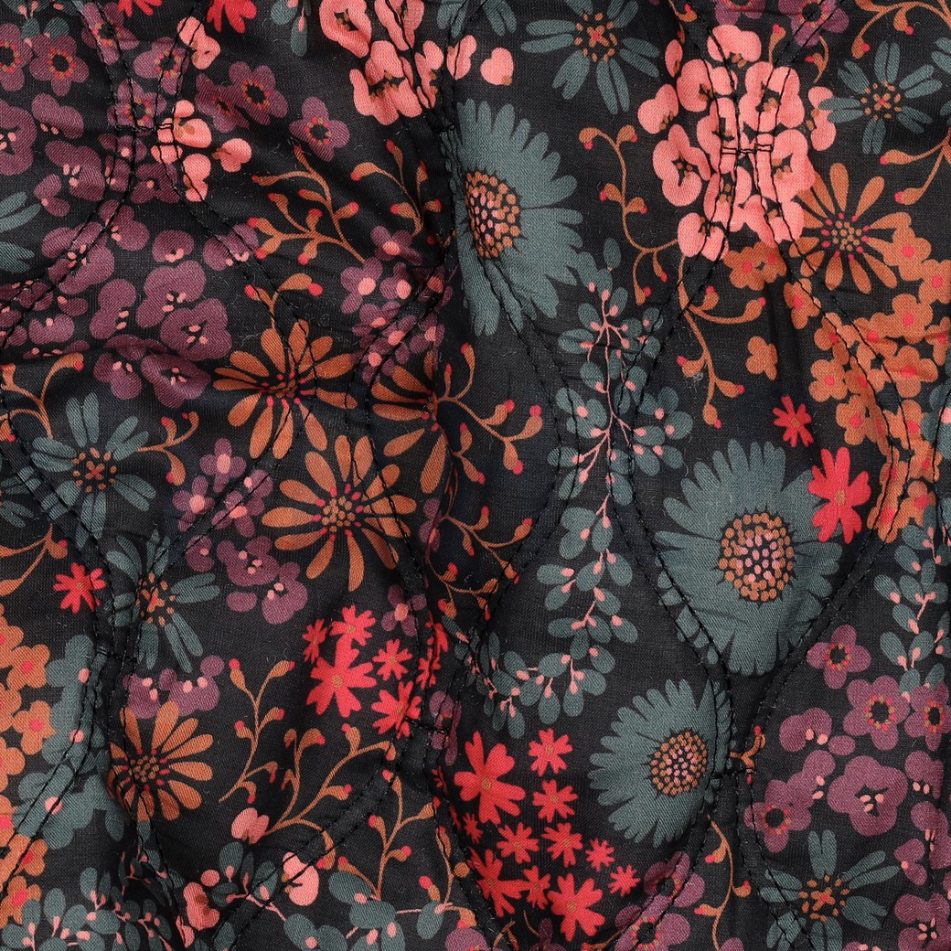 COTON VOILE MATELASSÉ DIGITAL FLEURS NOIR #7