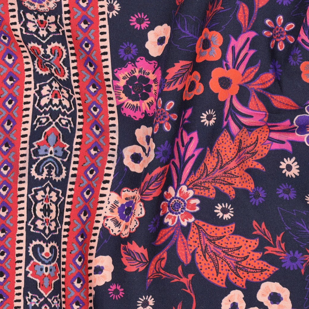 VISCOSE RADIANCE DIGITAL FLOWERS NAVY #7