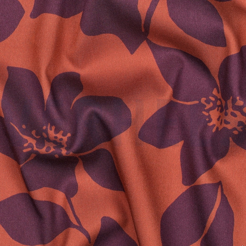 VISKOSE ROSELLA STRETCH BLUMEN BRAUN #7