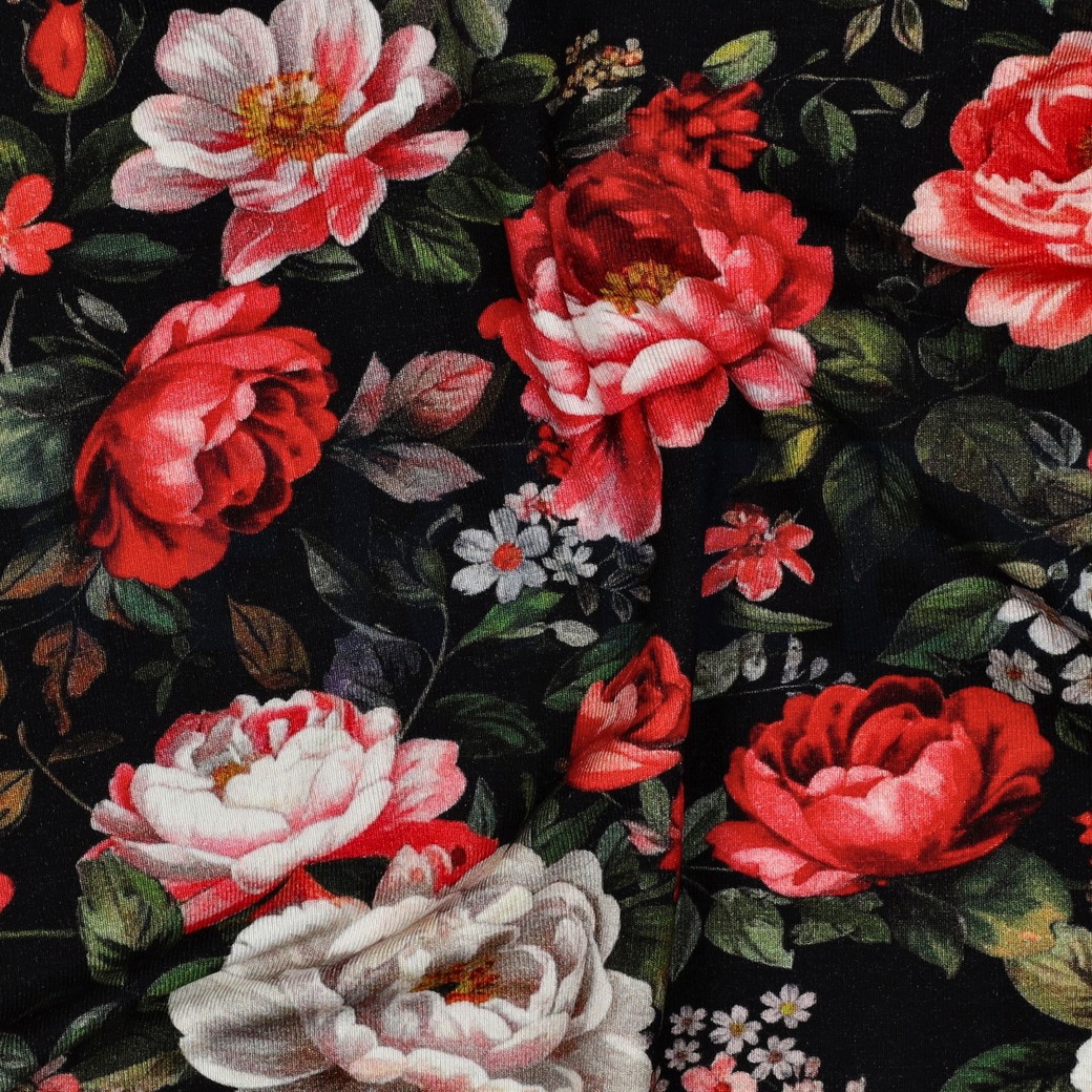 VISCOSE JERSEY DIGITAL FLEURS NOIR #7