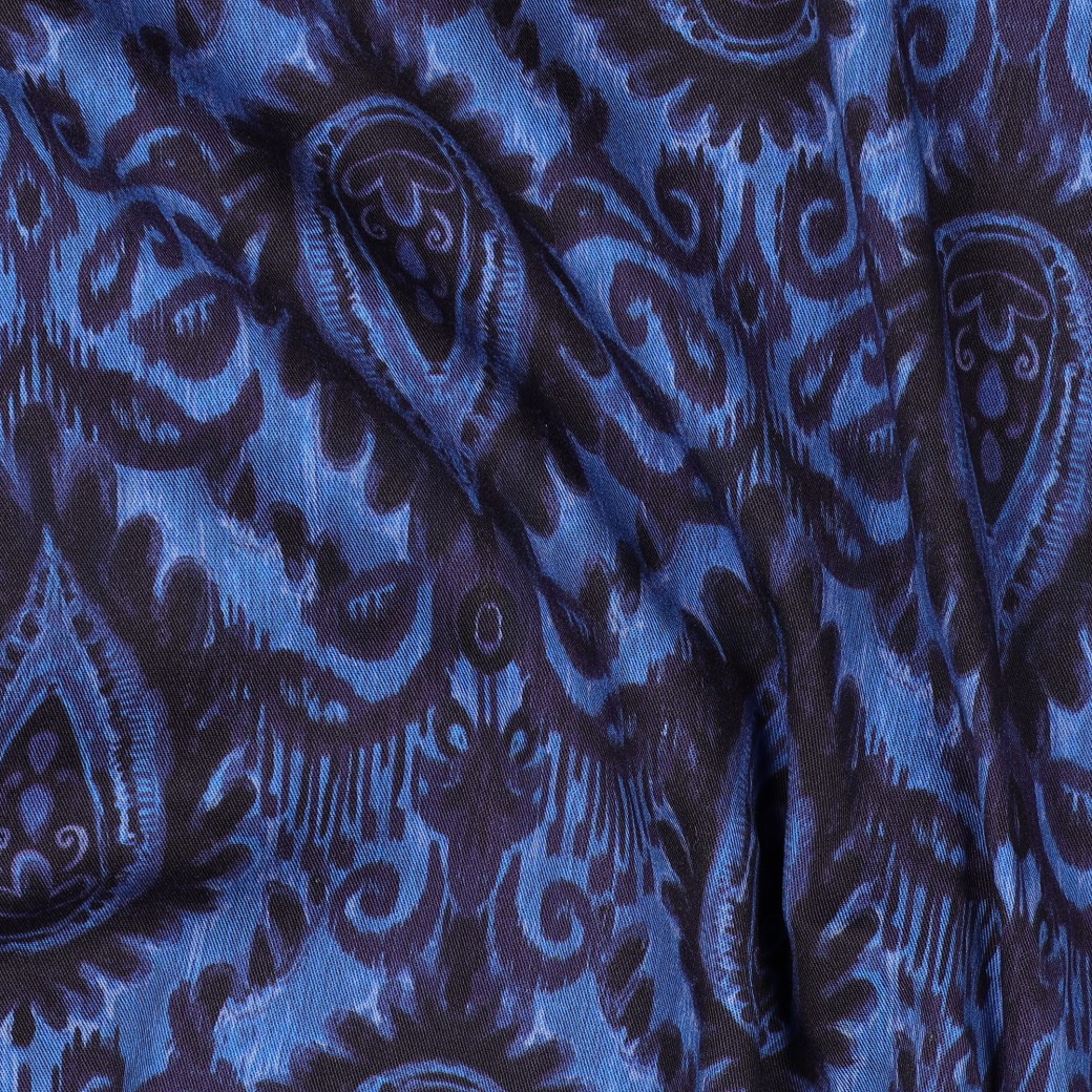 VISKOSE ROSELLA STRETCH DIGITAL ORNAMENT BLAU #7