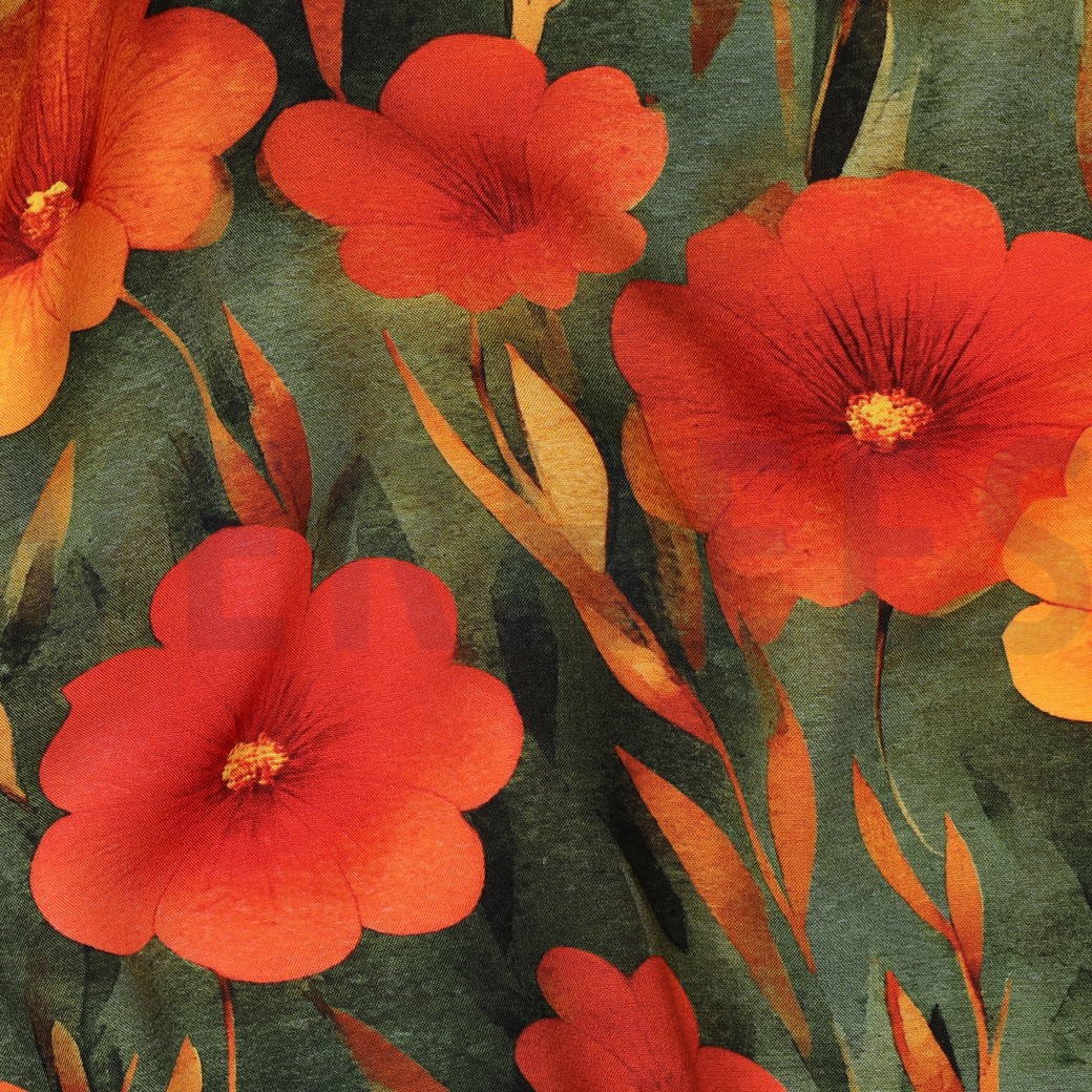 LENZING™ ECOVERO™ DIGITAL BLUMEN GRÜN #7