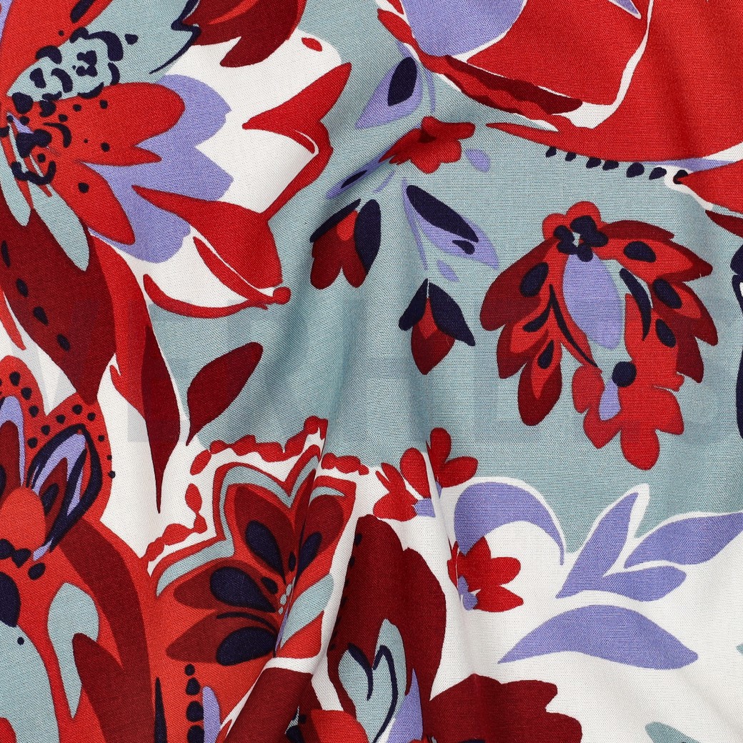 VISKOSE STRETCH BLUMEN GEBROCHEN WEISS #7