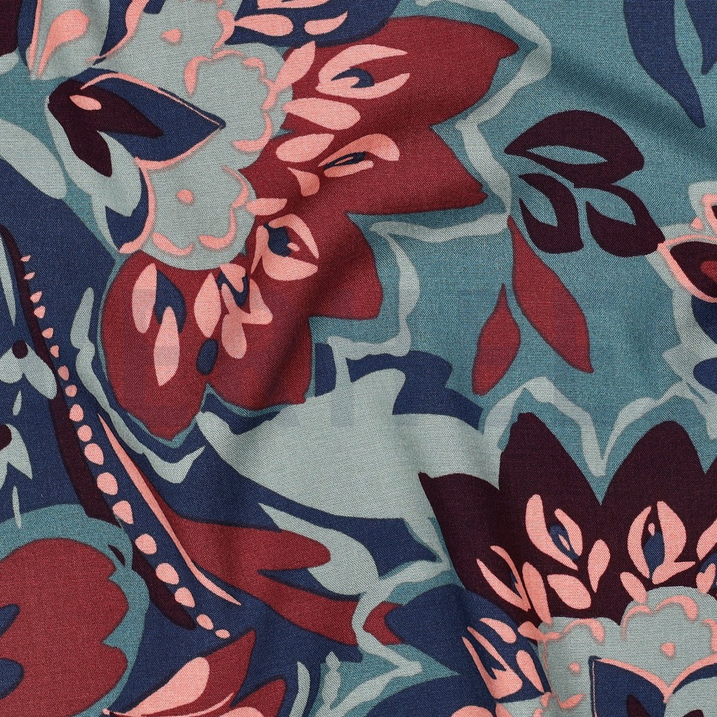 VISKOSE STRETCH BLUMEN BLAU #7