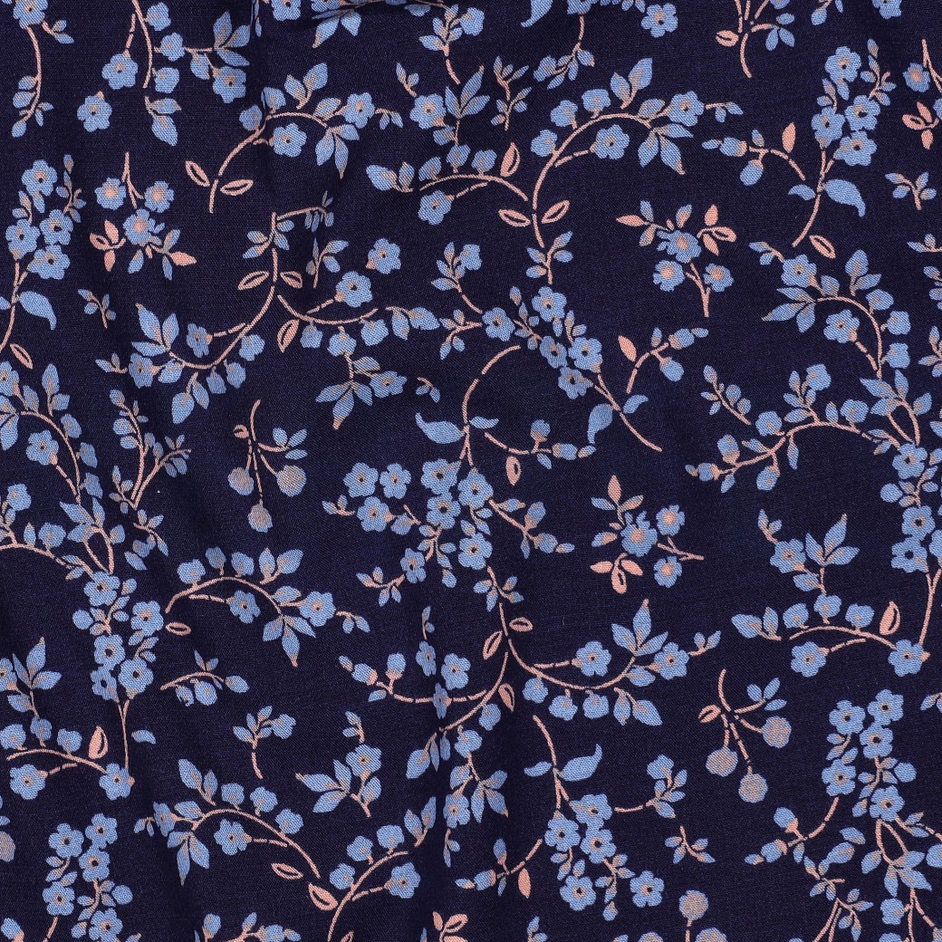 VISCOSE STRETCH BLUMEN MARINEBLAU #7