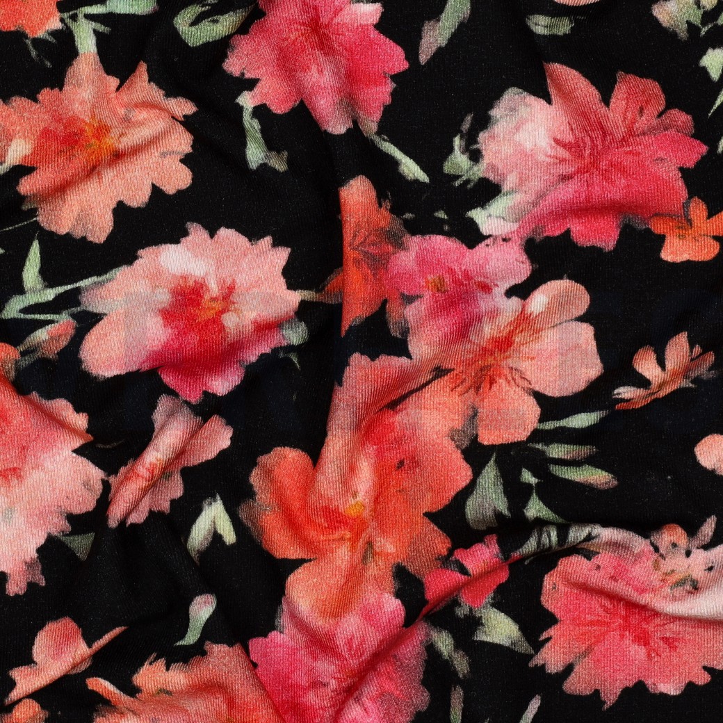 VISCOSE JERSEY DIGITAAL BLOEMEN ZWART #7