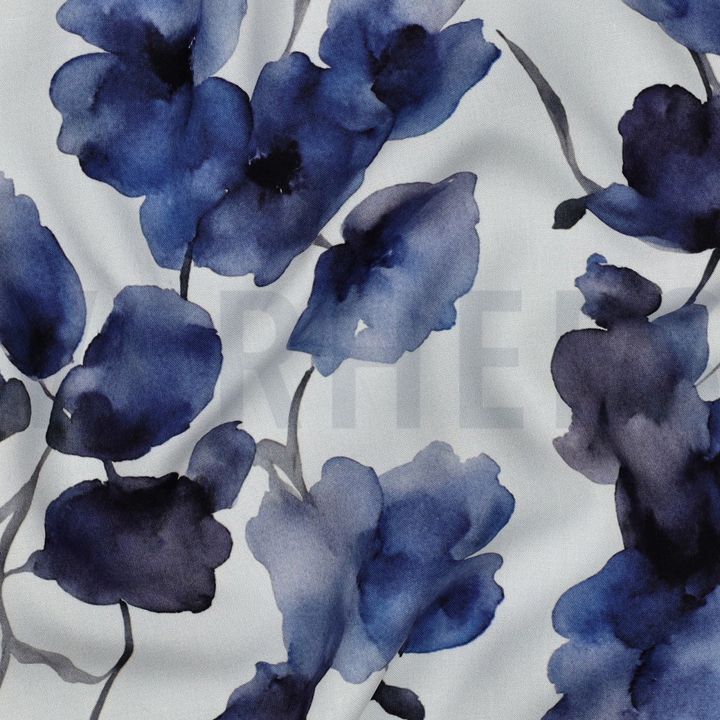 VISCOSE RADIANCE DIGITAAL BLOEMEN BLAUW #7