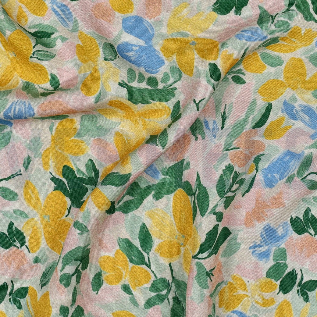VISCOSE RADIANCE DIGITAL FLOWERS GREEN #7