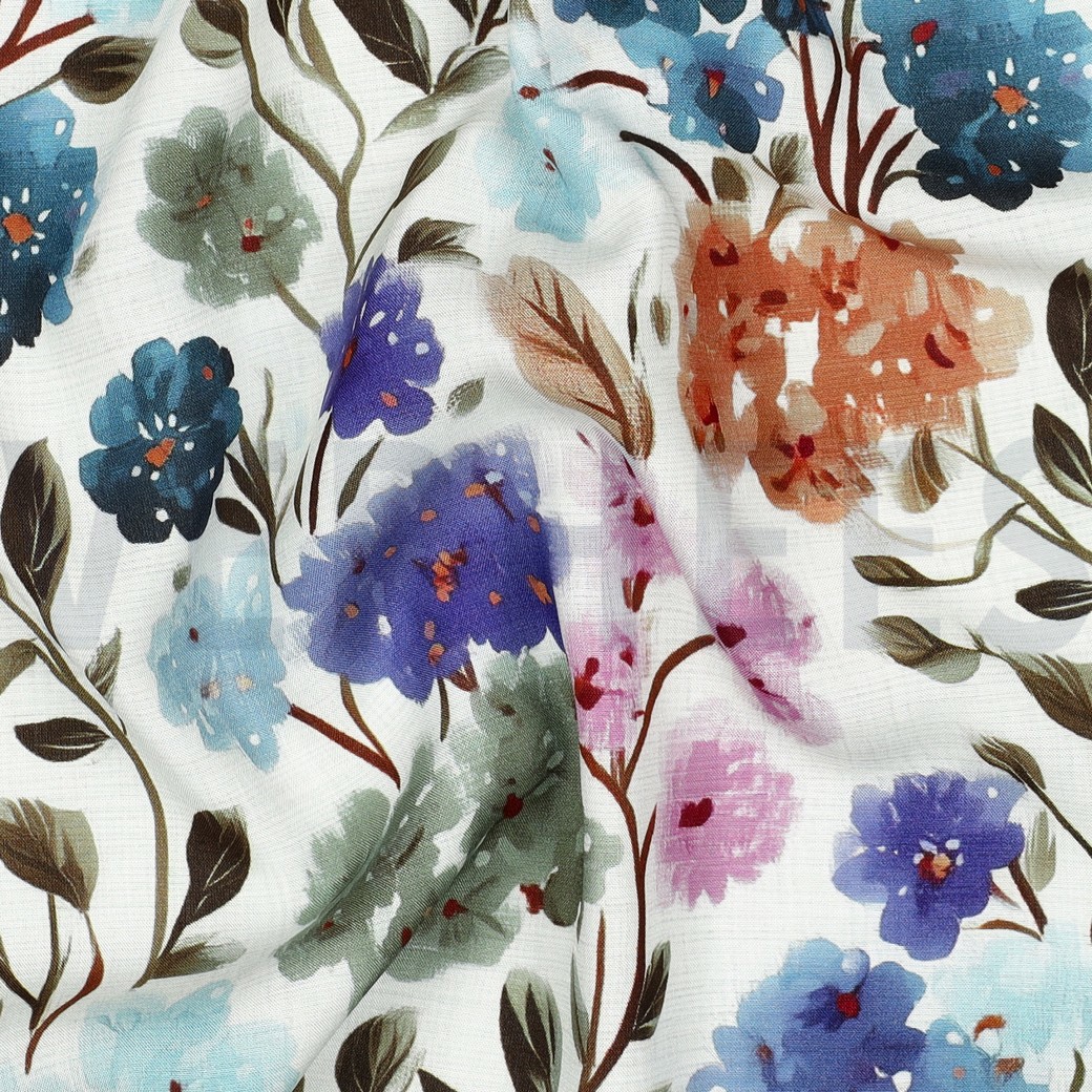 VISCOSE RADIANCE DIGITAAL BLOEMEN ECRU #7