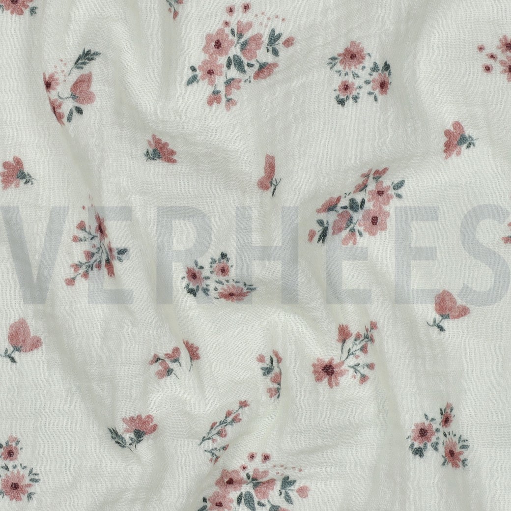 DOUBLE GAUZE GOTS DIGITAAL BLOEMEN ECRU #7