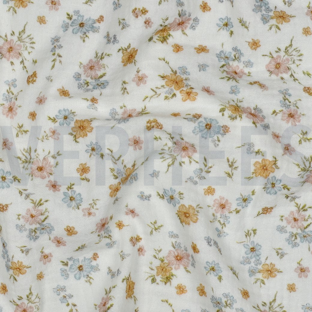 MUSSELIN GOTS DIGITAL BLUMEN ECRU #7