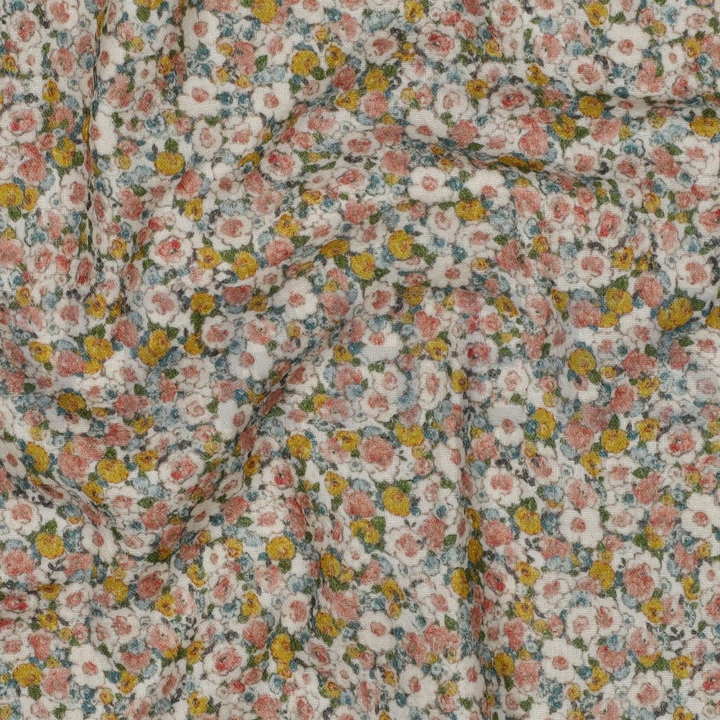 MUSSELIN GOTS DIGITAL BLUMEN GELB #7