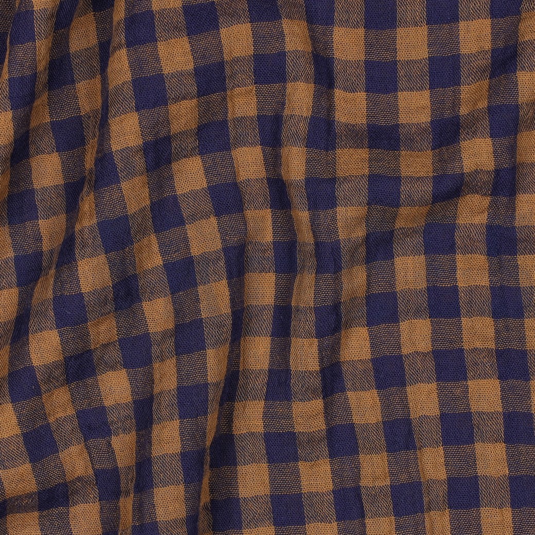 DOUBLE GAUZE YARN DYED STRIPES & CHECKS NAVY #7