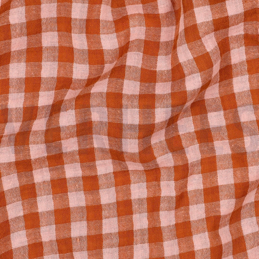 DOUBLE GAUZE GARENGEVERFD STREPEN & RUITEN ROZE #7