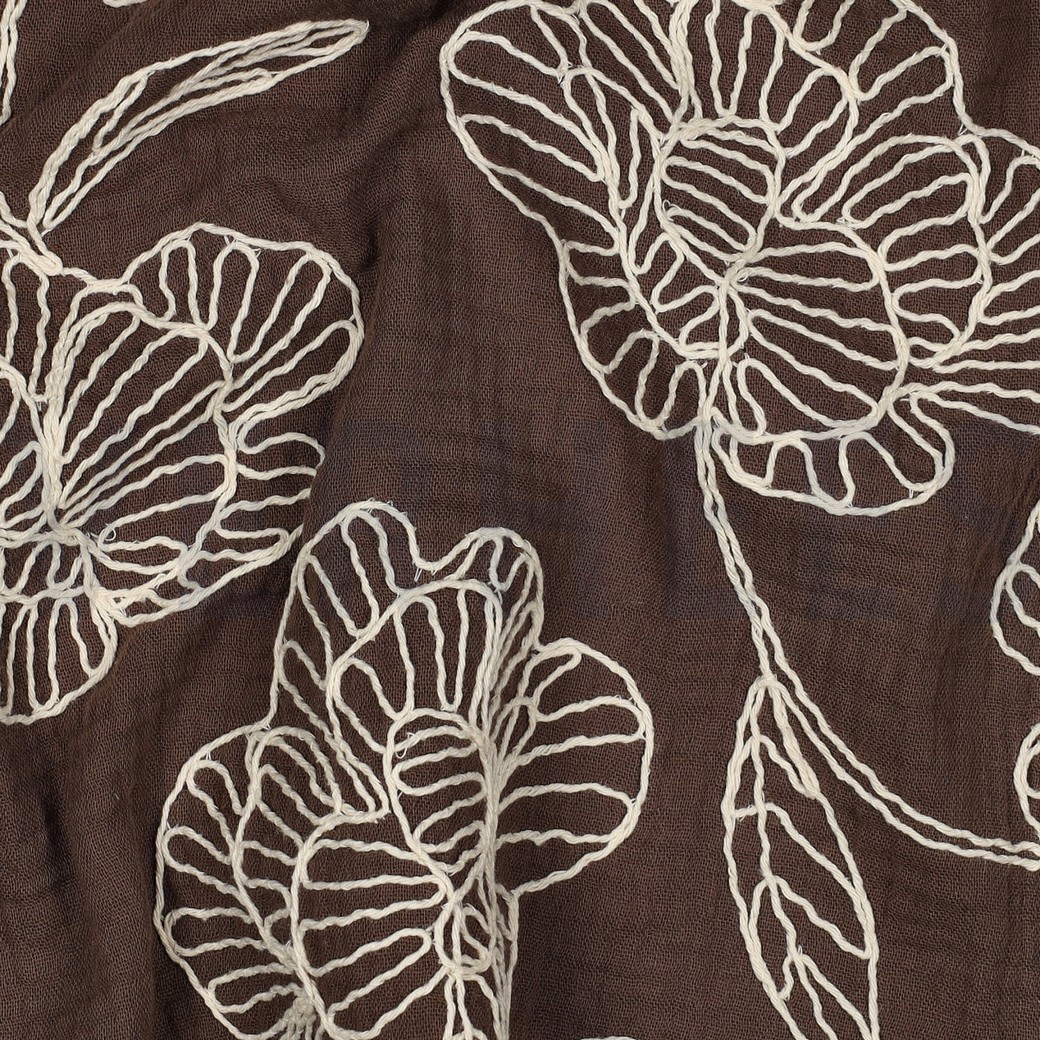DOUBLE GAUZE EMBROIDERY BLOEMEN BRUIN #7