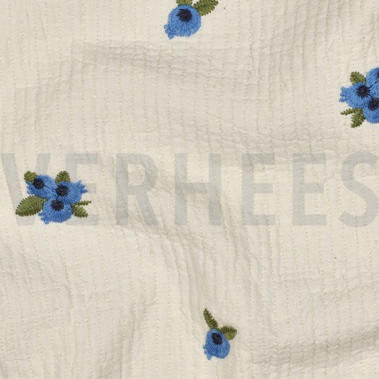 DOUBLE GAUZE GESTREEPT EMBROIDERY FRUIT NATUREL #7