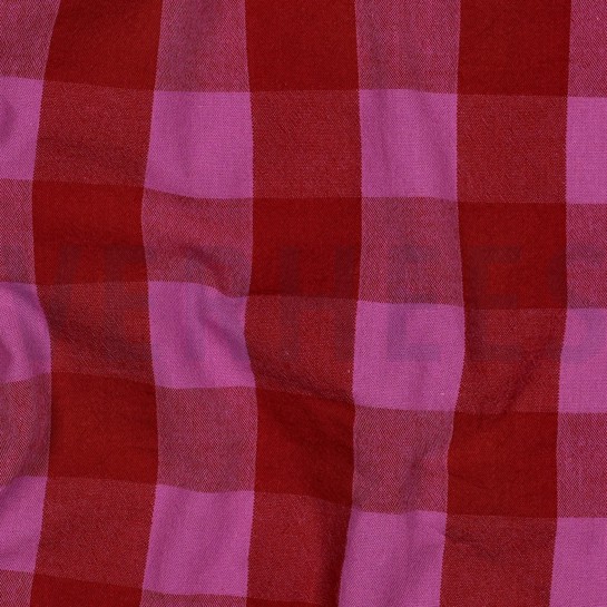 KATOEN GARENGEVERFD RUITEN ROOD/FUCHSIA #7