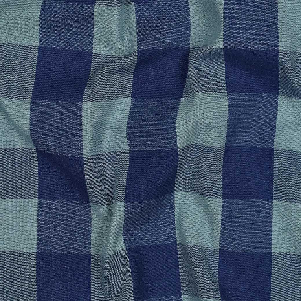 BAUMWOLLE GARNGEFÄRBT KAROS BLAU/GRÜN #7