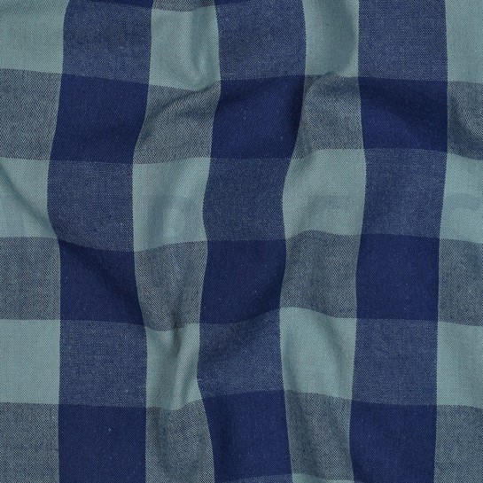 KATOEN GARENGEVERFD RUITEN BLAUW/GREEN #7