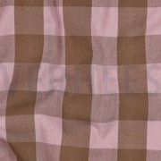 KATOEN GARENGEVERFD RUITEN LICHTROZE/BRUIN (thumbnail) #2