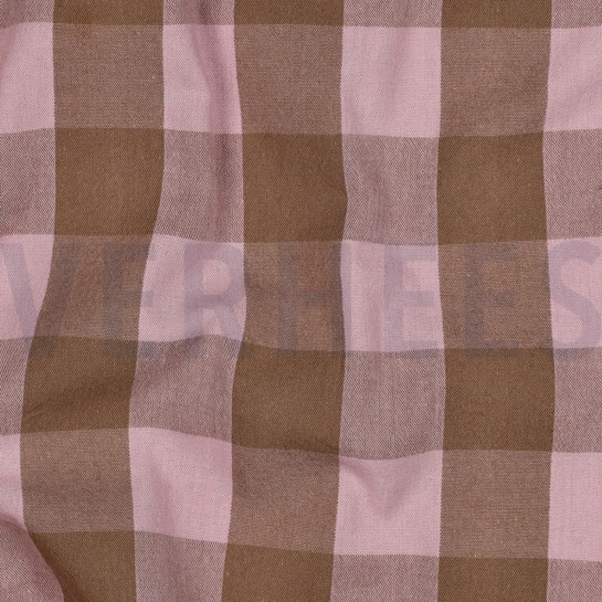 KATOEN GARENGEVERFD RUITEN LICHTROZE/BRUIN #7