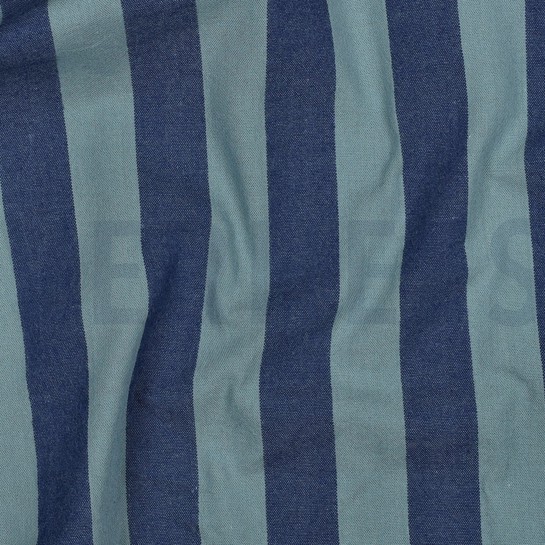 KATOEN GARENGEVERFD STREPEN BLAUW/GREEN #7