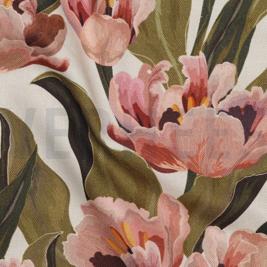 TOILE DÉCORATION FLEURS ÉCRU #7