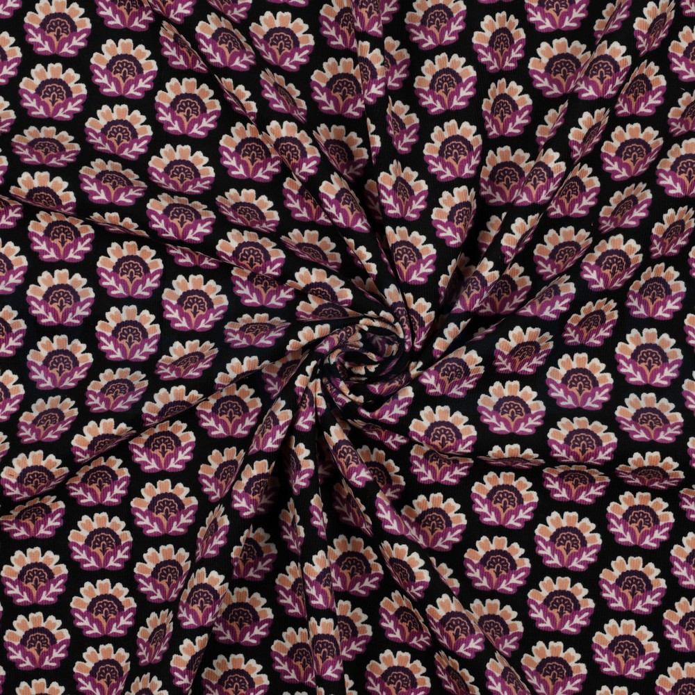 FEINCORD BLUMEN SCHWARZ #7